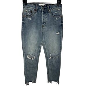 Women's Blue Distressed Ankle Jeans